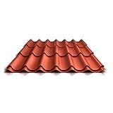 Pfannenblech | Ziegelblech | Dachziegelblech | Profil PS47/1060RT | Material Stahl | Stärke 0,50 mm | Beschichtung 25 µm | Farbe Kupferb