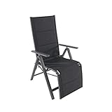 greemotion Relaxsessel Grenada anthrazit/schwarz, 7-fach verstellbare Rückenlehne mit Fußteil, Stuhl mit leichtem Aluminiumgestell, gepolsterte Bespannung aus 2x2 Textilene, klappb