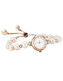 CIVO Damen Armbanduhr mit Perlenarmband Kreative Einfache Design Roségoldenes Gehäuse Quarz Uhr Für Mädchen Frauen wasserdichte Uhren D