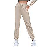 PMDKLSPQ Sporthose Damen Lang Jogginghose Laufhosen Sweathose Trainingshose mit Elastisch Bund Slim Fit Freizeithose Beiläufige Hose Jogginghose mit T