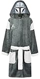 Star Wars - Mandalorian Robe für Kinder - Flauschiger Bademantel - 100% Polyester mit Mandalorianischer Helmkapuze - Offizielles Star Wars Merchandise, grau, 134