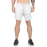 Sportshorts Laufshorts Herren Schwimmhose Xjp MäNner Fitness Mode LäSsige Elastisch Slim Fit Sport Einfarbig Atmungsaktive Shorts Jeans Hosen Sporthose Freizeitshorts(L, Weiß)