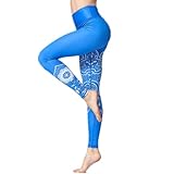 EMPERSTAR Frauen Yogahosen Bedruckte Yoga Leggings Hohe Taille Capris Workout Leggings Für Fitness Laufen Navy Blau L