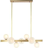 Gold Gebürstetes Messing Hängende Pendelleuchte Glaskugel Linear Kronleuchter Leuchten Mid Century Moderne Deckenpendelleuchte Wohnzimmer Esszimmer Küche Droplig