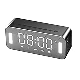 XXXH Digitaler Wecker Tragbarer Drahtloser Bluetooth-Lautsprecher,Desktop-Spiegel-LED-Anzeige Dual-Wecker-Radio 5.0 Bluetooth-Lautsprecher Eingebaute Lithium-Batterie Für Schlafzimmer,Nachttisch,Bü