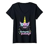 Damen Einhorn 2021 Graduiertenmädchen Kindergarten-Abschluss T-Shirt mit V