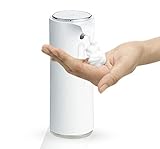 MAGANO automatischer Schaumseifenspender 250ml - No Touch Sensor - Design Seifenspender für Küche Badezimmer und Wellness - Weiß / Silber - [Neue Generation]