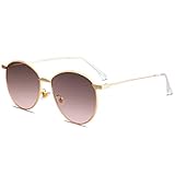 SOJOS Schick Metall Runde Sonnenbrille Damen Verspiegelt SJ1117 mit Gold Rahmen/Grau Rosa L