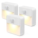 LED Nachtlicht mit Bewegungsmelder, [3 Stück] Gritin Warmweiß Nachtlampe Kind, Auto ON/OFF Schrankbeleuchtung mit Haftend, Orientierungslicht für Kinderzimmer, Schlafzimmer, Flur usw