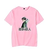 GUGU Unisex 2D Weißes T-Shirt Für Frühling Und Sommer, Attack On Titan Anime T-Shirt Lose Lässige Kurze Ä