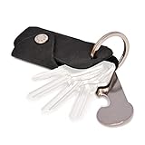 DONBOLSO® Colt I Schlüsseletui mit Einkaufswagenlöser I Leder Etui für 1-6 Schlüssel Schlüsselring I Schw