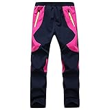 BaZhaHei Jungen Mädchen Warme Gefüttert Wanderhose Winddichte Wasserdicht Atmungsaktiv Mit Fleecefutter Regenhose Wanderhose Softshellhose Thermohose Schneehose O