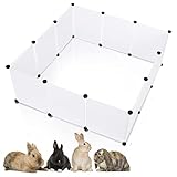 Lospitch Freilaufgehege Kunststoff, DIY Freigehege, Erweiterbarer Auslauf für Kleintiere, Einfach zu Montieren und zu Reinigen, Weiß 12 Stück