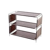 WJPTL robust 3-Tier-Tuch-Trennwand-Schuh-Rack, Kunststoffrahmen, erweiterbar, 6 Paare, langlebig, robuster Schuhregal-Lagerorganisator, Eingang Geschenke (Color : Brown, Größe : 18.5 * 8.7 * 14.8in)