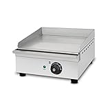 vertes Elektro Grillplatte, glatt (1400W, 300 °C Maximaltemperatur, Fett-Auffangbehälter, Gusseisen Grillfläche, rutschfeste Gummifüße)