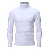 MENSU Herren Rollkragen Langarm Pullover Sweater Lässig Einfach Gestrickt Dick Warm Fleece Jumper Männer Einfarbig Slim Fit Funktionshemden Bequeme Mode Herbst Rollkragen Sweatshirt Tops Knitw