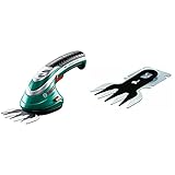 Bosch Isio Akku-Grasschere + Grasschermesser + Ladegerät (3,6 V, 8 cm Messerbreite) & Bosch 2609002039 Grasscherblatt 8 cm für I