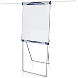 Flipchart Baracuda | Klappbar & transportabel | Stufenlos höhenverstellbar | Vierbein Ständer | 2 ausfahrbare Papierhalter | beschreibbar & mag