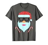 Cool Weihnachtsmann Gesicht Kopf Kostüm Frohe Weihnachten T-S