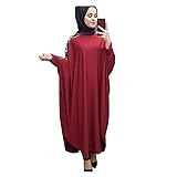 XJZKA Muslimisches Maxikleid für Frauen, Langarm Abaya Ethnisches Kostüm Dub