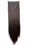 PRETTYSHOP XL 60cm 7 Teile Set CLIP IN EXTENSIONS Haarverlängerung Haarteil Glatt Dunkelbraun Mix CE26