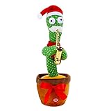 Liunian459 Tanzender Kaktus Spielzeug, Mexiko Weihnachten Tanzende Kaktus Plüschtiere Dancing Cactus Toy Batteriebetrieben oder USB-Aufladung