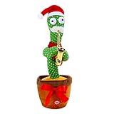 Liunian459 Tanzender Kaktus Spielzeug, Mexiko Weihnachten Tanzende Kaktus Plüschtiere Dancing Cactus Toy Batteriebetrieben oder USB-Aufladung