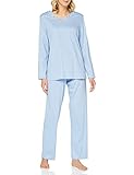 CALIDA Damen Cosy Cotton Nights Pyjamaset, Clear Blue, 40-42