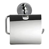 WENKO Power-Loc® Toilettenpapierhalter mit Deckel Arcole - Papierrollenhalter, Befestigen ohne bohren, Kunststoff (ABS), 14.7 x 13.4 x 8 cm, C