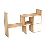 Cajolg Schreibtisch-Regal-Organizer Schreibtisch-Buchständer Schreibtisch-Aufbewahrungs-Organizer Einfach Zu Montierendes Arbeitsplatten-Buchregal Schreibtisch-Bücherregal Mit Schub