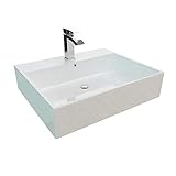 Kerabad Handwaschbecken zur Wandmontage – Keramik Waschbecken eckig – Weiß 60cm NX260