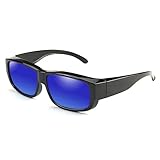 QSMIANA Sonnenbrille Unisex Polarisierte Passform Über Sonnenbrille Männer Gläser Einsteckbedeckung Sonnenbrillen-B