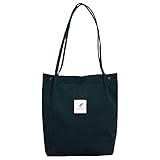 Nircho Handtasche Damen Groß Cord Tasche Damen Casual Handtasche Shopper Damen Chic Schultertasche Henkeltasche Umhängetasche Tasche Crossbody Bag Shopper für Alltag Schulausflug (Dunkelgrün)