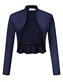 Clearlove Damen Langarm Open Front Bolero Festlich Blazer Bolerojacke Schulterjacke Cardigan Top-Navy-upgrade-S