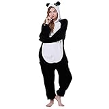 Swanka Pyjamas Jumpsuit Erwachsene Unisex Tier Onesie Cosplay Kostüme Schlafanzug (Schwarzer Panda, S)