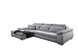 Kabs Polsterwelt Ecksofa Isolotto 292 x 82 x 214 cm hellgrau Mikrofaser Ottomane Links l-Form Sofa Rücken echt mit Federkern und Kissen W