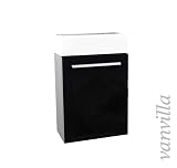 vanvilla Gäste-WC Badmöbel Set Waschplatz Mineralgussbecken Waschbecken mit Unterschrank Schwarz hochglanz RAL 9005