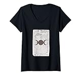 Damen Gothic Hexe Tarot Kartendesign Die Hohepriesterin Kawaii T-Shirt mit V