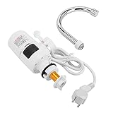 Dhouse Sofortiger Elektrischer Wasserhahn 3000W LED Wasserhahn Temperaturanzeige Elektrischer Durchlauferhitzer Küchenarmatur Geeignet für Küchenspüle (Weiß)