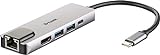 D-Link DUB-M520 USB Typ C Hub 5 in 1 USB C Adapter mit HDMI 4K und 1080p, 2X USB3.0/USB2.0, 1x USB C Ladeanschluss bis zu 60W und D