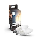 Philips Hue White Ambiance E14 LED Lampe Doppelpack, dimmbar, alle Weißschattierungen, steuerbar via App, kompatibel mit Amazon Alexa (Echo, Echo Dot)