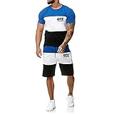 T-Shirt Erwachsener Sportswear-Anzug, Outdoor-UFC-Druck Shorts Und T-Shirts, Geschenk Für UFC-Fans (Color : Blue, Size : Size-XXXXL)