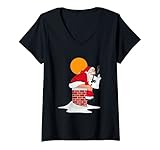 Damen Funny Retro Christmas Bad Santa Xmas T-Shirt mit V