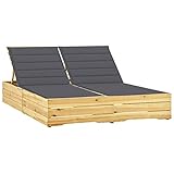 vidaXL Kiefernholz Imprägniert Doppel Sonnenliege mit Anthrazit Auflagen Doppelliege Gartenliege Relaxliege Liege Gartenmöbel Holzliege Strandlieg