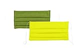 NatuGena Mund und Nasen Behelfsschutz, Stoffmaske mit Nasenbügel für perfekten Halt, waschbar, by Stöhr Knitwear Angebot, 2er Pack, grün gelb, Made in Germany
