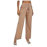 WOOGOD Damen Große Größe Freizeithose Einfarbig Leinenhose Leichte Haremshose Trainingshose Fitnesshose Sweathose mit T