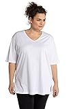 Ulla Popken Damen V-Ausschnitt T-Shirt, Weiß (Weiss 20), 50/52