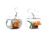 Miniblings Goldfisch im Glas Aquarium Ohrringe - Handmade Modeschmuck I Goldfischglas Glas Vase - Ohrhänger Ohrschmuck versilb