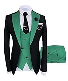 DDSP Kostüm Slim Fit Herren Anzüge Slim Fit Business Anzüge Bräutigam Schwarz Smoking für formelle Hochzeit Anzüge Jacke Hose Weste 3-teilig (Farbe: Beige, Größe: 4XL)