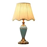 ZQDMYT Erleuchtung Modern LED Tischlampe, Keramiklampe Body Schreibtischlampe mit Gewebe Lampenschirm, Lernen Lesen Leselampe for das Arbeitszimmer Schlafzimmer Augenpfleg